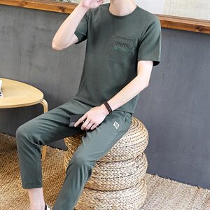 亚麻套装中国风男棉麻短袖t恤夏天薄款大码宽松复古唐装TZ67-P45图片