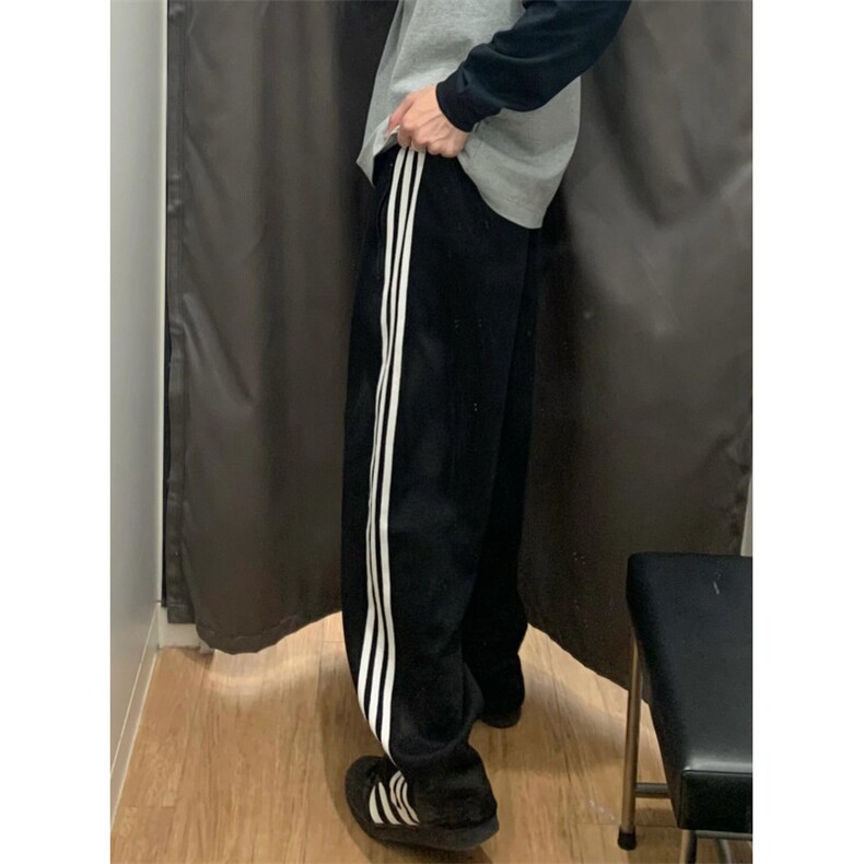【有货】三条杠裤子男夏季直筒休闲美式高街条纹运动裤WK01CC-P48,女装休闲裤,星座1007（原301D）