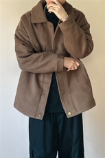 现货%羊毛-高品质呢料外套宽松毛呢大衣夹克-A131-105，男装夹克，电商A351