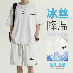 运动套装夏季跑步冰丝短袖夏装薄款透气宽松休闲TZ11-特批-70图片
