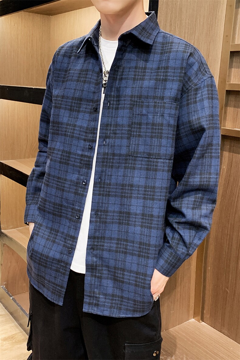【】2021新品潮流衬衣外套潮牌休闲男士长袖衬衫DS493TP35,男装衬衫,电商A102