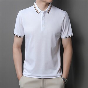 中青年夏季2022薄款男士短袖POLO衫透气丝光商务潮流半袖上衣P48图片