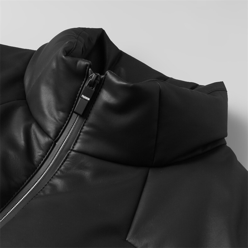 2023新款皮羽绒服男二层绵羊皮鹅绒皮夹克加厚外套韩版皮衣,男装皮衣,电商B360