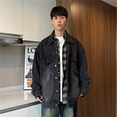 美式休闲复古水洗夹克男做旧宽松牛仔衣服BF02P65，男装工装外套，星座1116-2