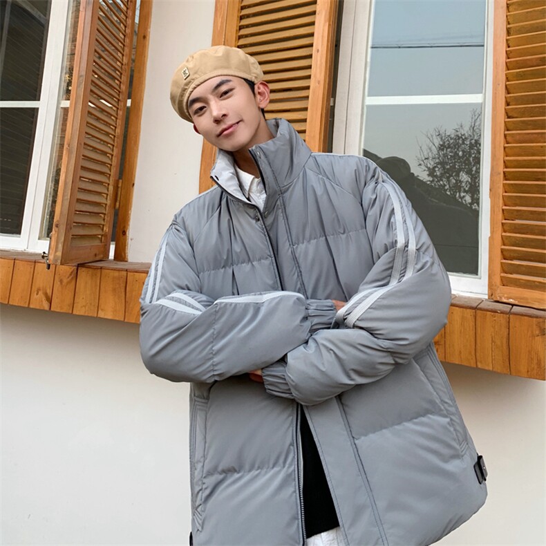 情侣棉衣男秋冬季加厚棉袄外套条纹宽松ins潮面包棉服M0752-P108,男装棉衣,星座308B-1