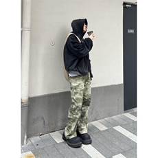 迷彩牛仔裤男美式复古hiphop辣妹裤子高街ins潮直筒阔腿裤N7785，男装牛仔裤，星座1116A（原606A-3）