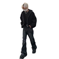 美式ins高街hiphop重工艺水洗微喇复古蓝牛仔裤货号K2320-1P55，男装牛仔裤，电商A063