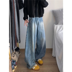弯刀裤男美式高街复古宽松休闲裤小众廓形解构牛仔裤子RK2402-P53图片