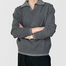 学院风刺绣POLO领毛衣男女秋季潮牌情侣宽松针织上衣MY049，男装针织衫/毛衣，星座516A