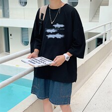 Q11143-P30 春夏季七分袖t恤男大码五分袖男短袖中袖图片