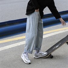 牛仔裤男直筒宽松坠感百搭阔腿休闲长裤韩版潮流九分裤NZ9722，男装牛仔裤，星座1008