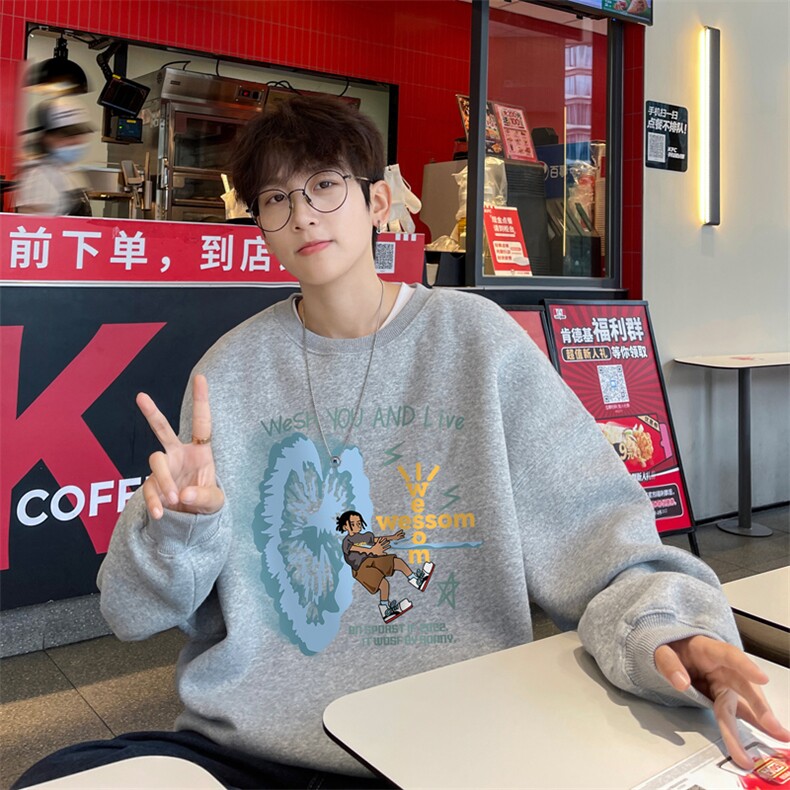 ！ 圆领卫衣男装港风长袖T恤男外套男WY242-特P23图片