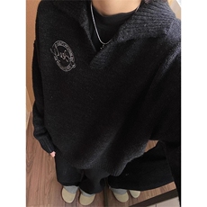 v领毛衣男女冬季美式复古polo领针织衫翻领内搭打底衫MY9602，男装T恤，星座516A