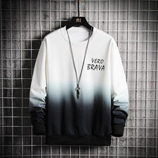 春季新款潮男日系港风时尚渐变卫衣青少年学生圆领卫衣W555-P30，男装卫衣，电商A128