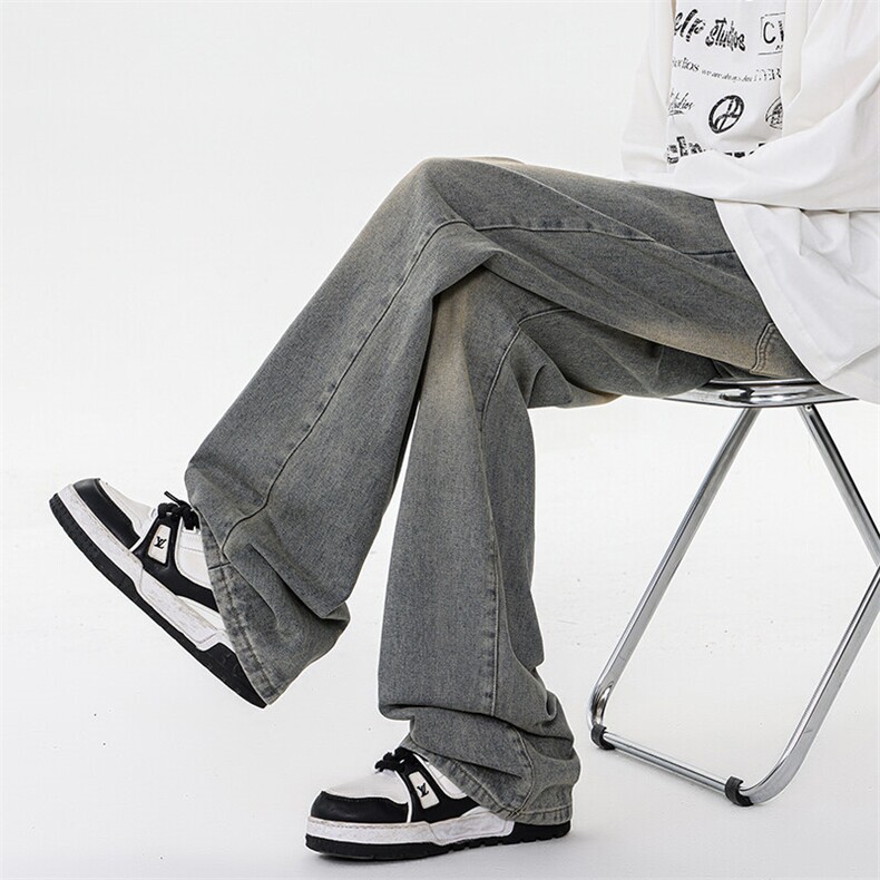 vintage美式高街牛仔裤男vibe水洗做旧微喇KZ010P58加绒68控78,男装牛仔裤,电商B312