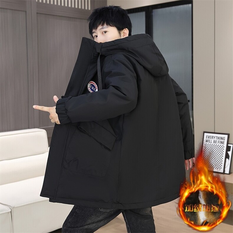 男士秋冬季派克服新款潮牌夹克冬装外套加绒加厚中长款风衣服,男装风衣,星座715-3
