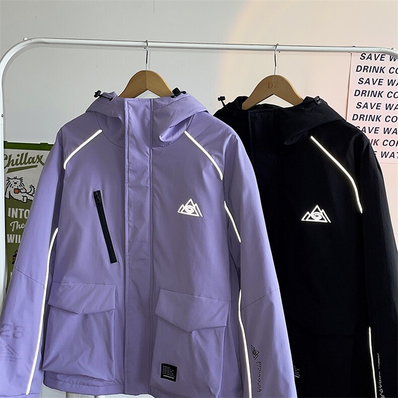 2025冬季防水拉链魔术贴滑雪服男加棉加厚反光条棉服外套M69-P170,男装棉衣,电商A001-1