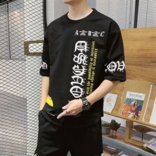 2024夏季男短袖t恤宽松潮流休闲运动五分半袖打底衫体恤DT13P30，男装T恤，电商A086