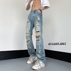 2026夏季美式高街破洞inx小众牛仔裤货号K725P55，男装牛仔裤，电商A063