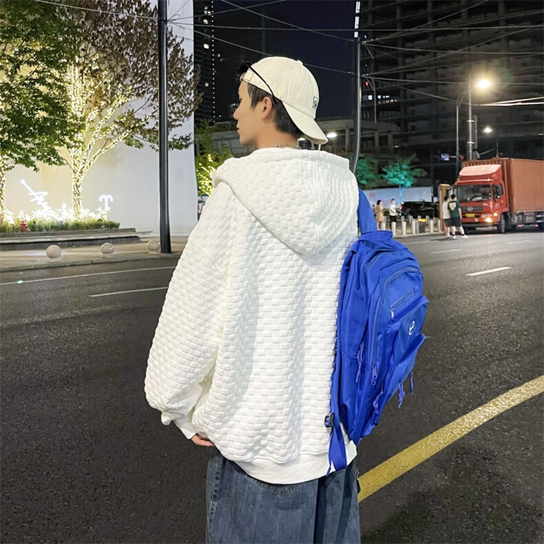 华夫格卫衣男秋季宽松潮牌ins连帽外套百搭开衫上衣服WY0801-P40,男装卫衣,星座308B-1