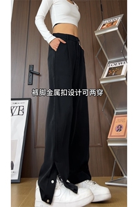 小众排扣设计休闲西裤男潮流宽松直筒垂感百搭长裤A400P55图片