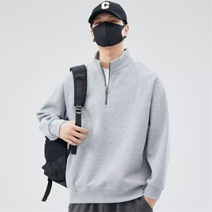 1506A/G90460/P41新款春秋高级感宽松纯色打底衫半拉链卫衣男士1图片