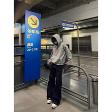 美式覆古纽扣连帽卫衣男女秋冬高级感宽松慵懒风休闲帽衫外套WY05，女装短外套，星座208-5