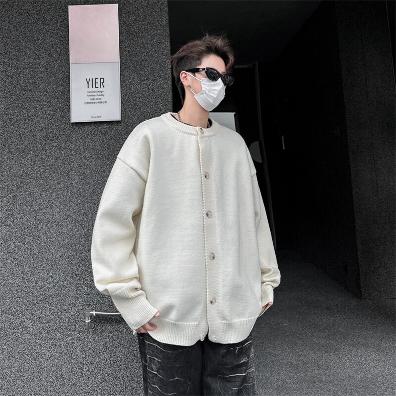开衫毛衣男冬季慵懒风情侣圆领针织衫美式复古百搭线衣MY052-P62图片