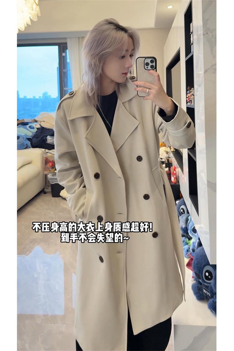 秋冬英伦风中长款风衣韩版加棉厚款大衣外套FY3655-特P88加棉P108,男装风衣,电商B295