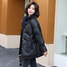 立领中长款羽绒服女2020年冬季新款宽松休闲白鸭绒外套，女装羽绒服，寒都衣屋