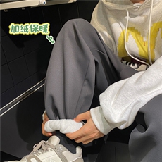 2025冬季新款纯色百搭加绒宽松束脚卫裤B315-K23454JR-p55控68，男装休闲裤，电商B315