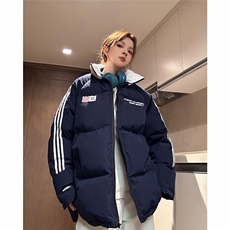 美式潮流拼接撞色潮流冬季面包服外套男女情侣装棉衣2023，男装棉衣，电商C306-1