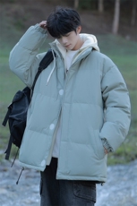冬季青少年连帽假两件外套加绒加厚休闲简约棉衣棉服5303-P85，男装棉衣，电商B306