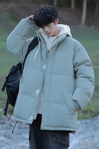 冬季青少年连帽假两件外套加绒加厚休闲简约棉衣棉服5303-P85图片