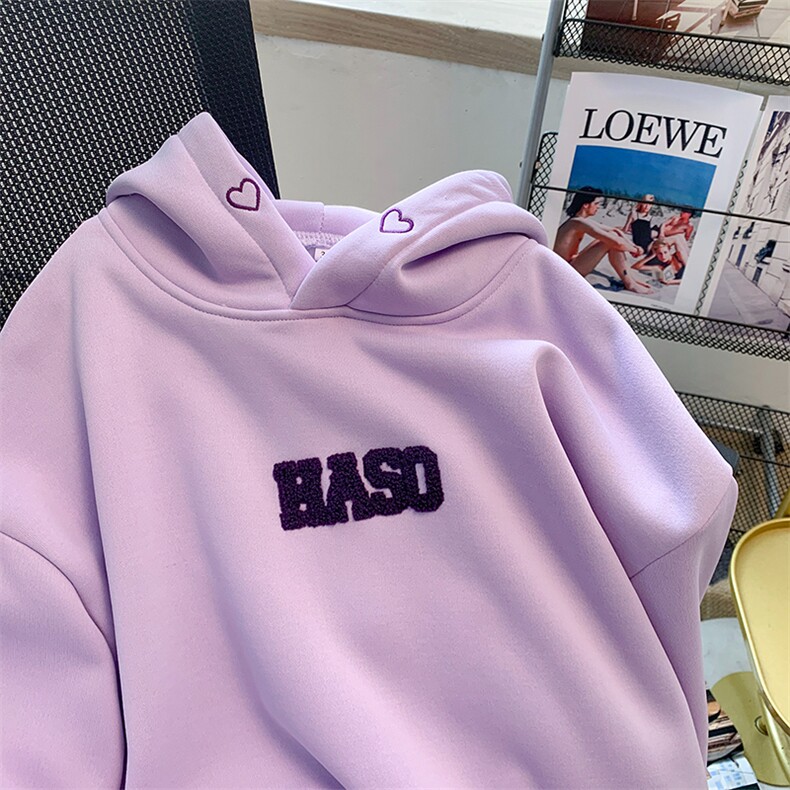 380克华棉美式复古毛巾绣宽松圆领连帽卫衣外套E706-P45,女装短外套,星座911-2(原星座613-2）