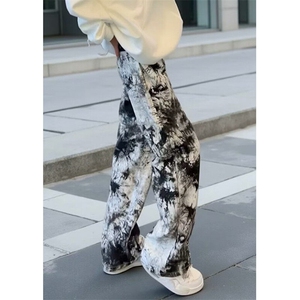 水墨扎染牛仔裤男款春秋季休闲小众裤子vibe直筒微喇长裤 NE156图片