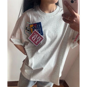 万针全刺绣工艺抖音得物高品质260克重磅纯棉双纱美式高街短袖T恤图片