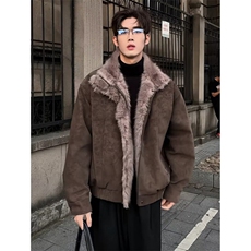 冬季复古做旧座山雕加厚棉服男女宽松解构磨毛毛领外套M8237，男装棉衣，星座1116A（原606A-3）
