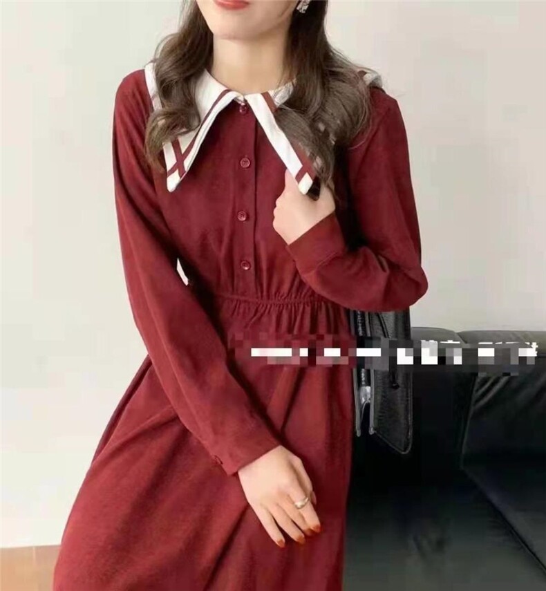 [现货]大领斜尖连衣裙，两色、三个尺码，女装连衣裙，依柏璐