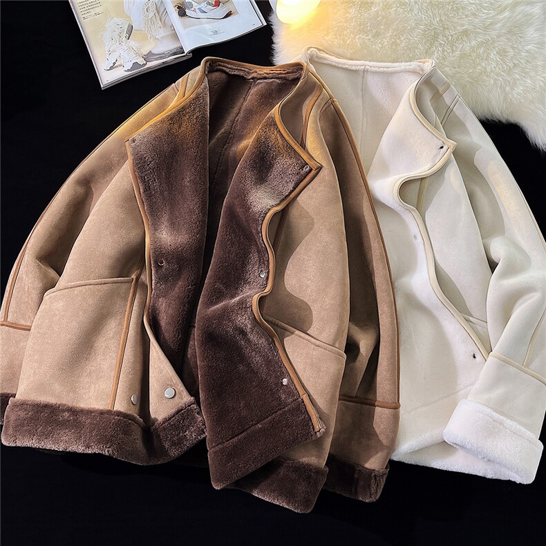 港风平铺皮毛一体棉衣男高级感轻奢机车棉服男外套8708P158控228，男装棉衣，星座226-1