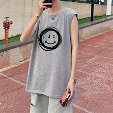 ！港风2023夏季无袖背心男加肥加大码宽松短袖T恤男BX265-P20，男装背心/马甲，电商B371