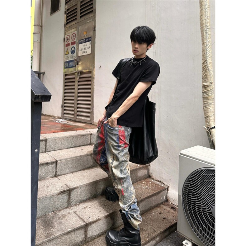 【有货】数码印花牛仔裤男款美式高街直筒裤子N0097CC-特P72,男装牛仔裤,星座1007（原301D）