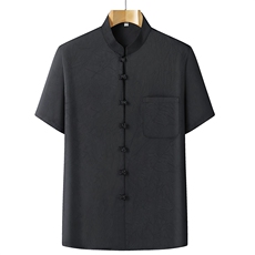 风唐装冰丝短袖衬衫套装男士夏装太极服宽松套装CF2315-P100，男装休闲套装，星座1105-3