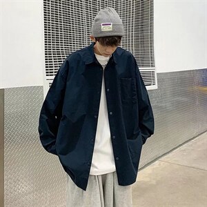 长袖衬衫男港风日系韩版潮流帅气衬衣复古风工装衬衫C226P33，男装衬衫，星座1116-2
