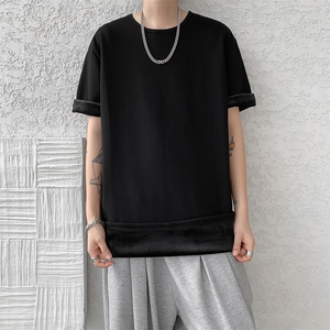 8XL-M冬季短袖男加绒加厚T恤内搭打底衫半袖打底上衣DX327P35控48图片