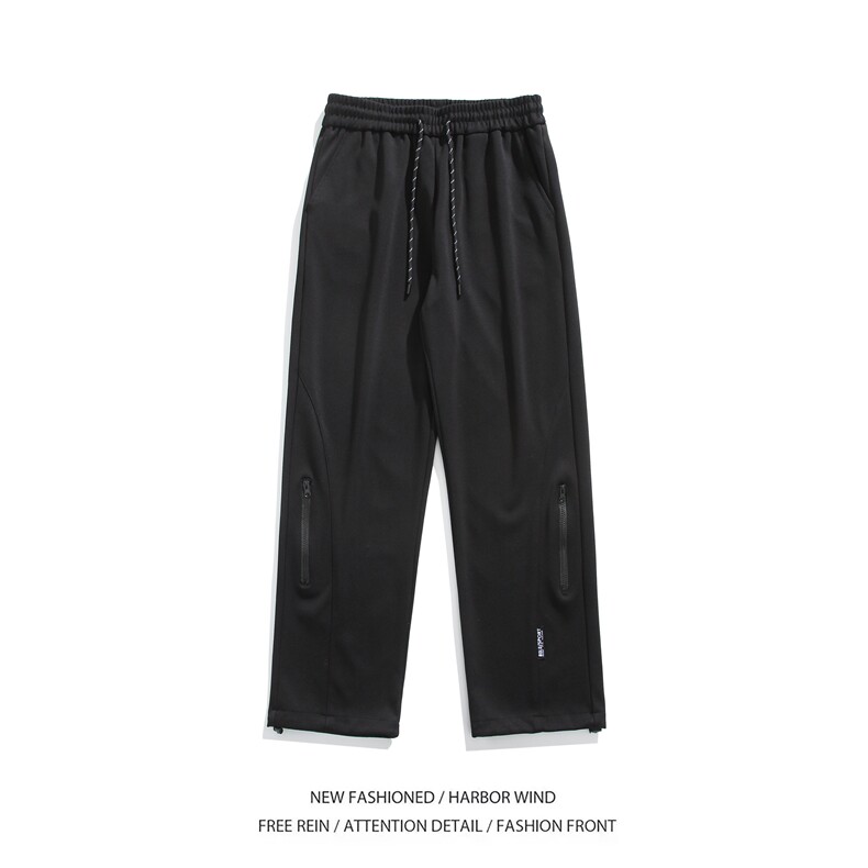 春季港风新款简约拉链设计宽松休闲卫裤B315-K24003-p50控68,男装休闲裤,电商B315