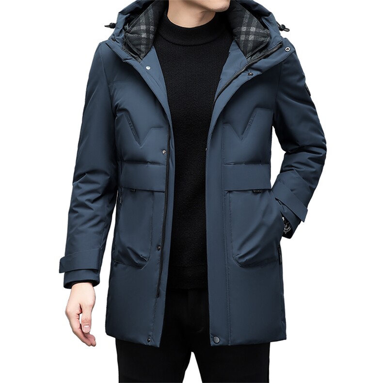 男士羽绒服冬季2023新款商务休闲保暖加厚上衣中年爸爸装连帽外套,男装羽绒服,电商B212（原钱塘6029）