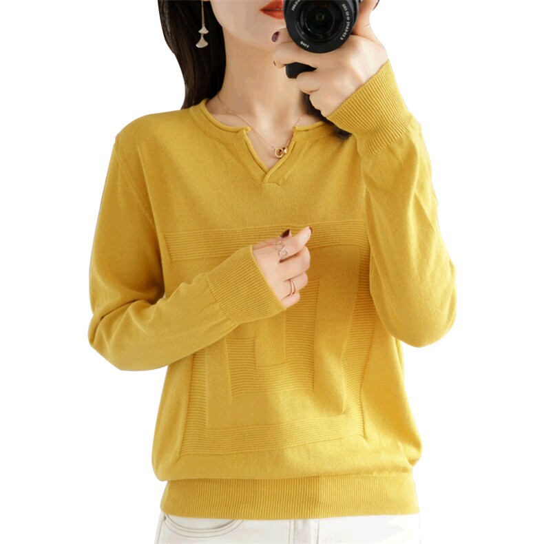 100%纯棉线长袖针织衫女套头纯色宽松短款毛衣纯色全棉线打底衫,针织衫/毛衣,鹏源羊绒