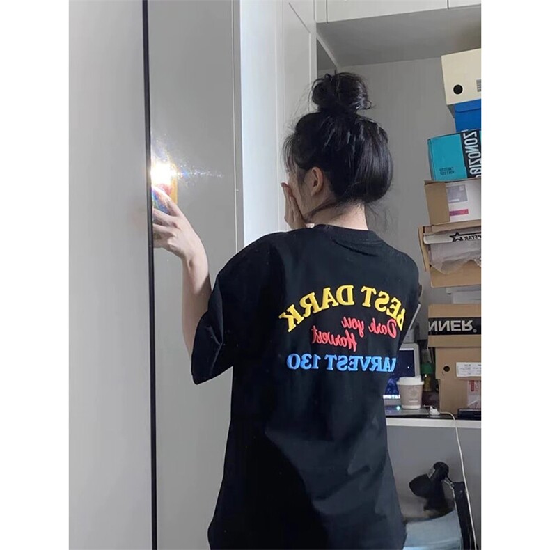万针全刺绣工艺抖音得物高品质260克重磅纯棉双纱美式高街短袖T恤,男装T恤,电商A486