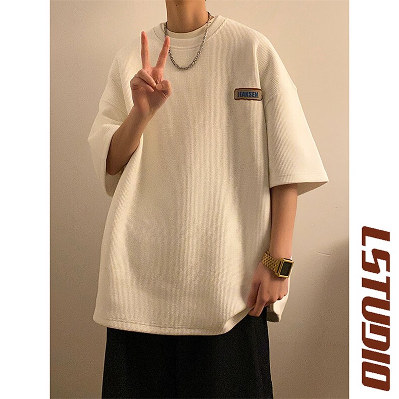 华夫格短袖t恤男夏季ins潮牌潮流宽松百搭大码-JK23224-P25控38,男装T恤,星座605(原A050)